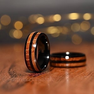 8mm Whiskey Barrel Ring, Whiskey Wood Band, Wood Wedding Band, Mens promise ring, Mens Wood Ring, nature wedding ring, Mens engagement ring