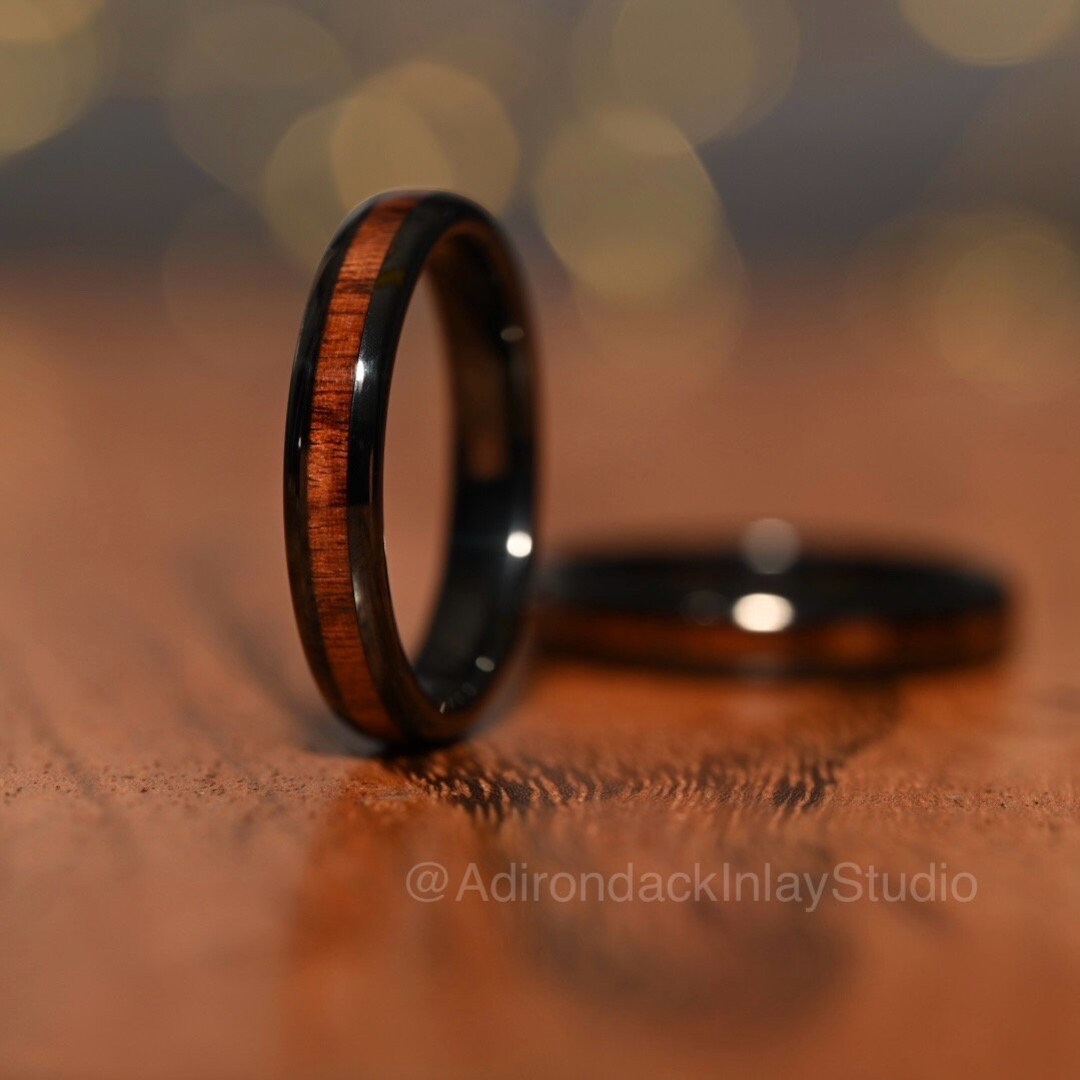 Wood Promise Rings 4mm Koa Wood Ring, Wood Wedding Band, Nature Inspired Ring, Womens ...