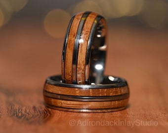 8mm Whiskey Wood Ring, Whiskey Barrel ring, Wood Wedding Band, Mens promise ring, Mens Wood Ring, nature wedding ring, Mens engagement ring