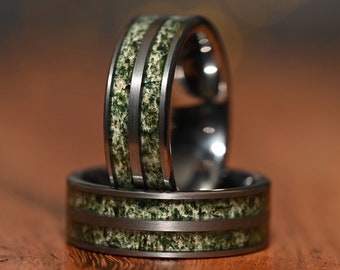 8mm Moss Agate Ring, Nature inspired ring, mens promise ring, mens engagement ring, Moss Agate Band, nature wedding ring, Mountain Ring
