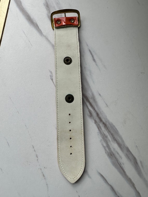 Vintage orange patent faux leather cuff / watch b… - image 3