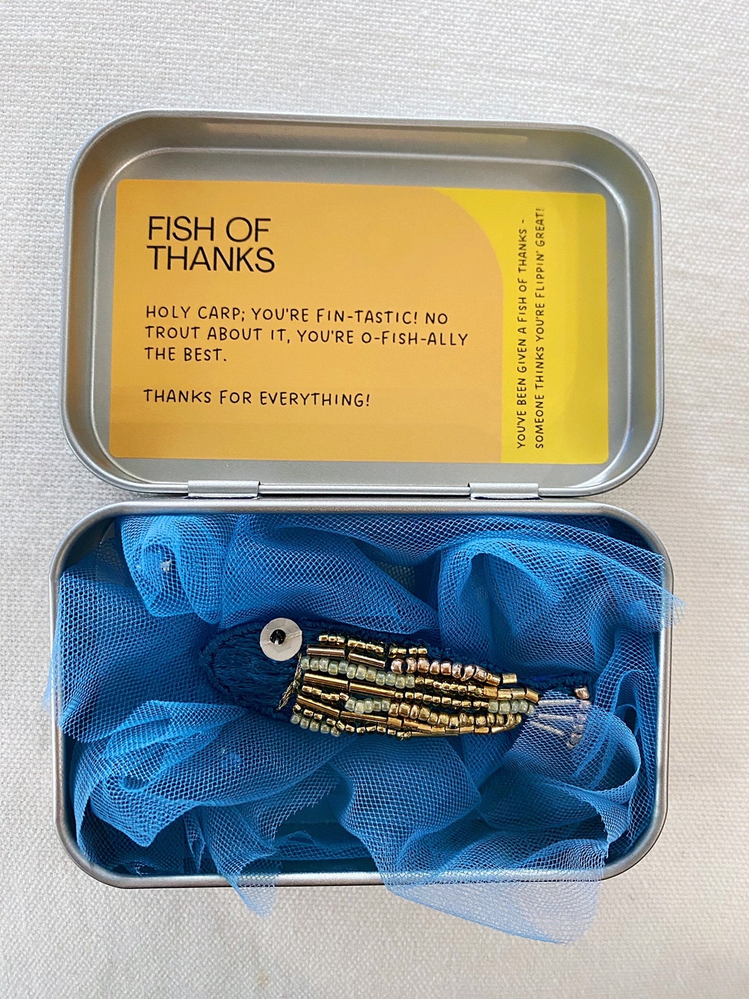 Thank You Gifts Sardine Tin Sardine Art Funny Gift Thanks Ornament Pin