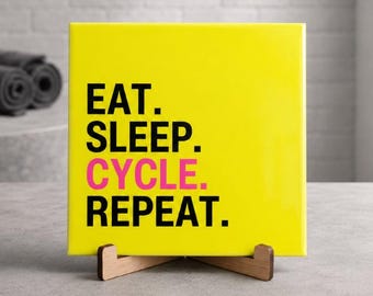 Tile with saying cycling yellow, Tour de France, birthday gift for cyclist, cycling quote, gift for cyclist, yellow jersey