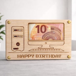 Geschenk-Computer, Geldgeschenk-Computer, Geschenkbestätigungs-Junge, Gutschein-Computer, Geburtstagskarten-Computer, Geldgeburtstags-Computer