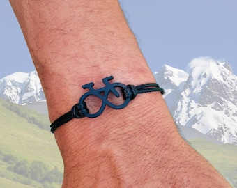 Bracciale con bicicletta, bracciale da uomo, regalo per ciclista, regalo per atleta, bracciale fatto a mano, regalo per amico ciclista, regalo per ciclismo su strada