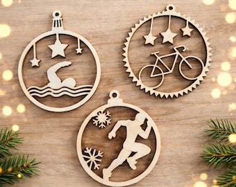 Bola de triatlo de madeira, presente de Natal para atletas, ideal para triatletas, ciclistas de competição, natação, ciclismo e corrida.