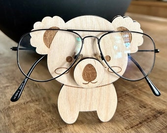 Porte-lunettes Koala en bois, porte-lunettes animaux, support de lunettes. lunettes standard animal