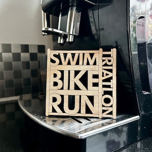 triathlon regalo, sport regalo, sottobicchiere, bel regalo sportivo, bici da corsa, nuoto, corsa, sport regalo compleanno, bel regalo triathlon