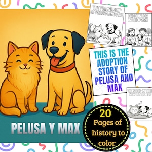 Digital coloring book of a dog and a cat, Coloring storybook for children, Historie to color, Color and learn with this book
