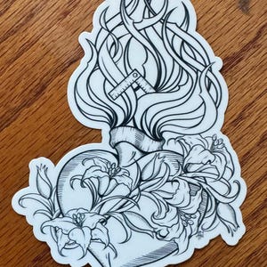 Keusches Herz Josephs Weißer Vinyl-Aufkleber