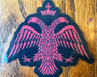 Pegatina de vinilo del águila bicéfala ortodoxa (roja)
