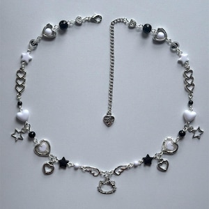 Gothic Hello Kitty Beaded Necklace: Handmade Egirl Halloween Y2K Jewelry