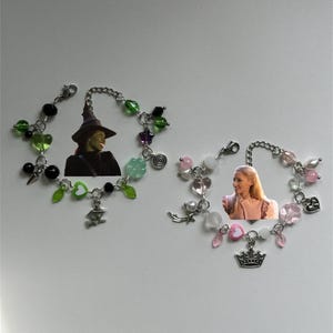 Wicked Inspired Charm Bracelets: Glinda & Elphaba Friendship Set