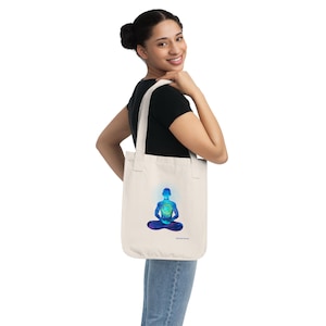 Spiritual Human Organic Tote Bag, Eco-Friendly Market Bag, Meditation Canvas Tote, Yoga Reusable Tote, Boho Shoulder Bag, Zen Tote Bag