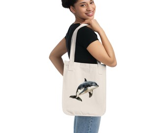 Vaquita Organic Canvas Tote Bag, Eco-Friendly Market Bag, Sustainable Shopping Tote, Animal Lover Gift, Reusable Grocery Bag, Beach Tote