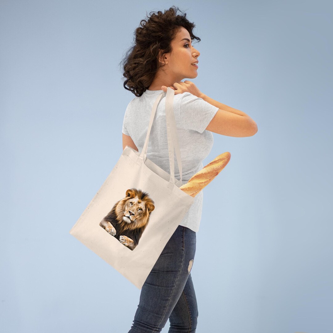 Lion Black King Leather Tote Bag African Heritage DT02