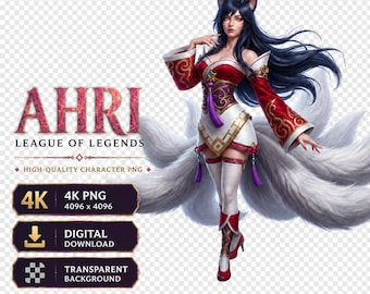 Ahri League of Legends PNG, Download Digital Transparente em 4K, Clipart de Jogos, Personagem de Fantasia PNG