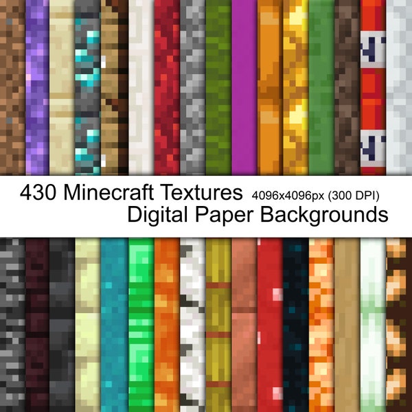 430 Minecraft digital papers, png, pixels, cliparts, videogame, paper designs, textures