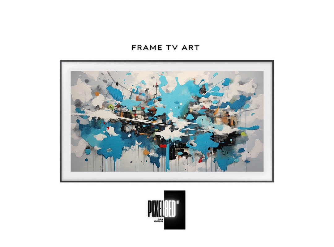 Samsung Frame Art TV Blue Abstract Painting Digital Download Wallpaper
