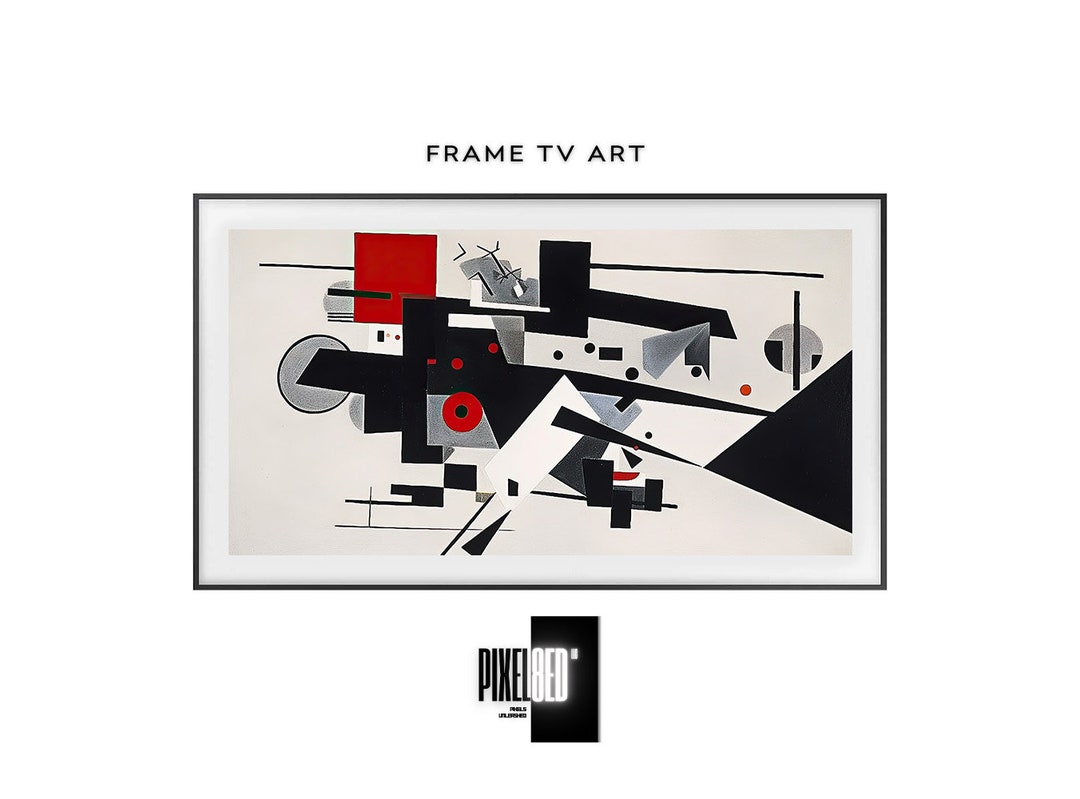 Samsung Frame Art TV Red & Black Geometric Abstract Painting Etsy