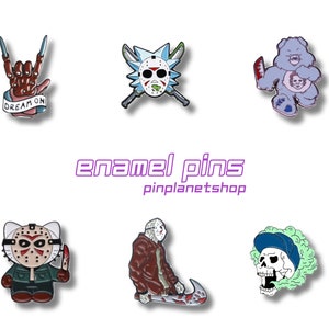Enamel Pins Horror Movie - 80s horror theme - Terror Pins - HK Accessories- Skull Pins - Accessories for Scary Movies Lovers