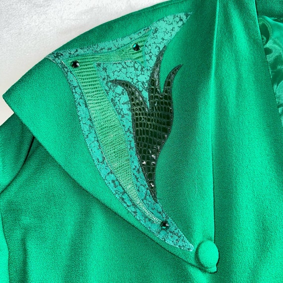 Vintage 80s Green Wool Moza Jacket with Intricate… - image 3