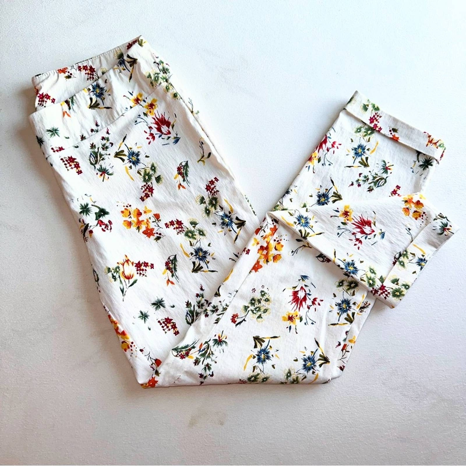 White Floral Jules & Leopold Pants size Small 
