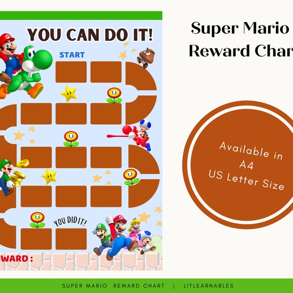 Super Mario Reward Chart | Editable| Toddler Reward Chart | Behavior Chart for kids Printable | Digital Download