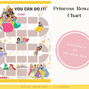 Princess Reward Chart | Editable| Toddler Reward Chart | Behavior Chart for kids Printable | Digital Download