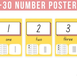 Bright Classroom 0-30| Number Poster | Alphabet Posters | Colorful Classroom Decor | Primary Classroom | Digital Download