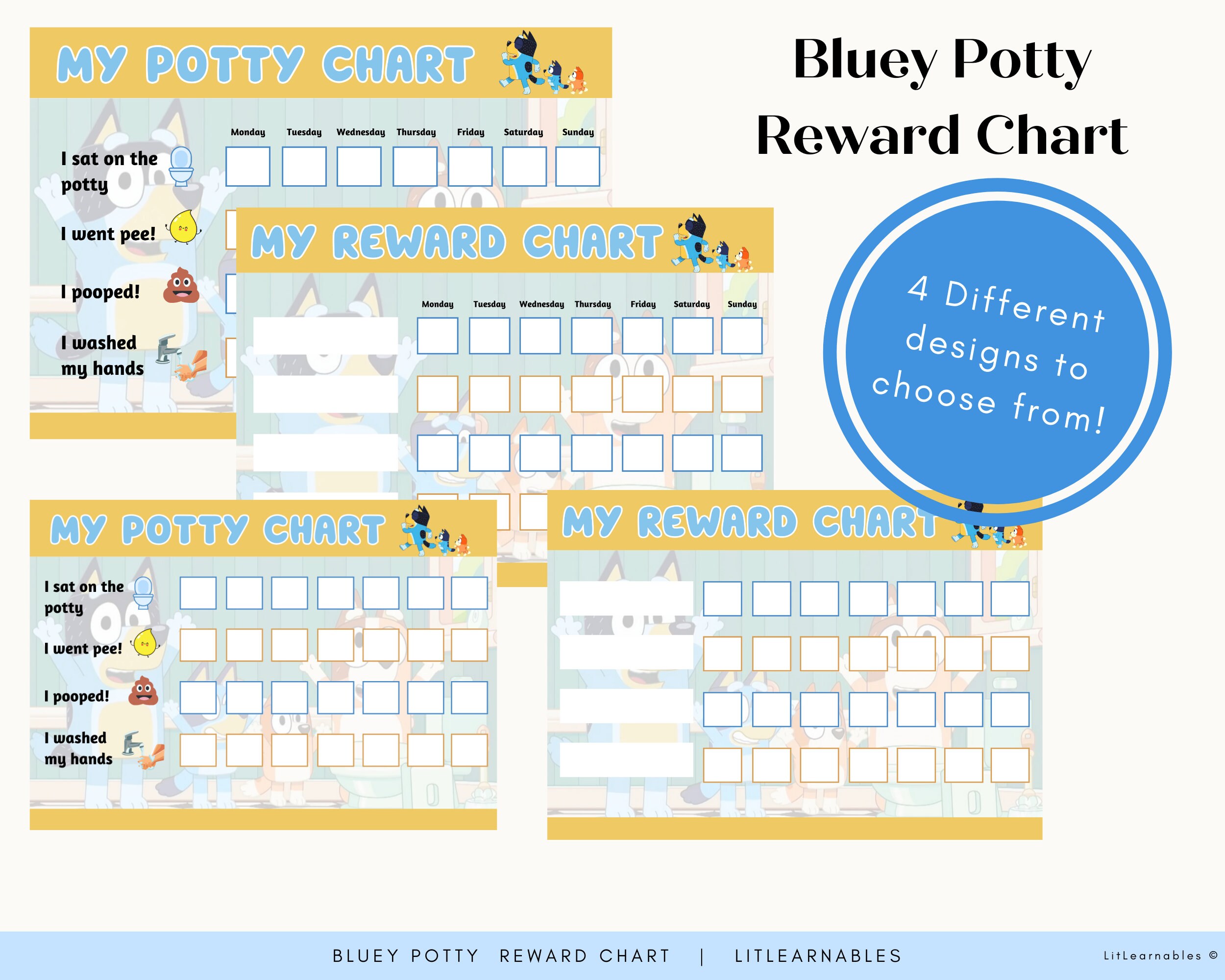BLUEY Potty Chart | Editable | Reward Chart |  Printable | Digital Download