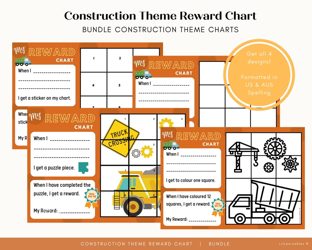 Construction Reward Chart Bundle | Toddler Reward Chart | Classroom ...