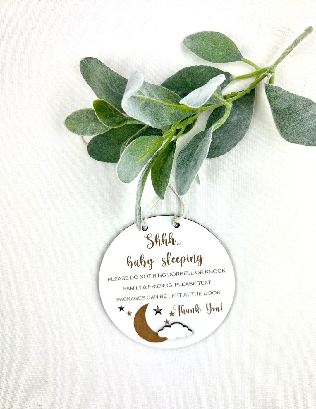 Baby Sleeping Sign: Laser Engraved Birch Wood Door Hanger - Etsy