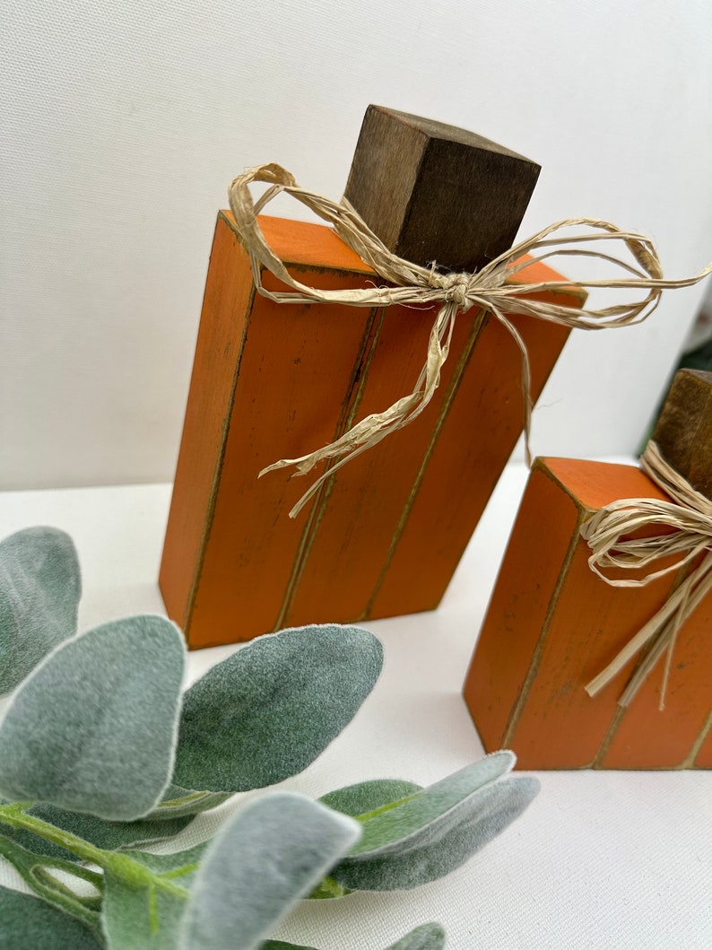 Rustic Wood Block Pumpkins: Distressed Fall Decor - Etsy