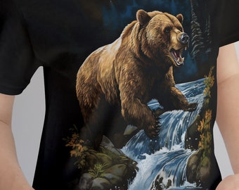 Camiseta de oso: regalo para amantes de la naturaleza, camiseta con gráficos de vida silvestre