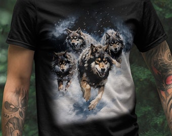 Camiseta Wolf Pack: regalo para amantes de la naturaleza, camiseta con gráficos de vida silvestre