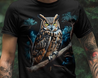 Camiseta de búho: regalo para amantes de la naturaleza, camiseta de aves silvestres