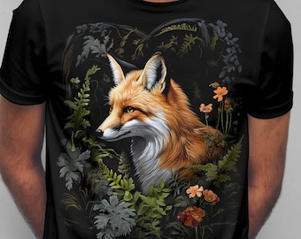Camiseta de zorro: regalo para amantes de la naturaleza, camiseta con gráficos de vida silvestre