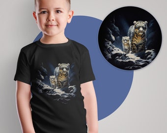 Camiseta infantil de leopardo de las nieves: ropa para la vuelta al cole para amantes de los animales
