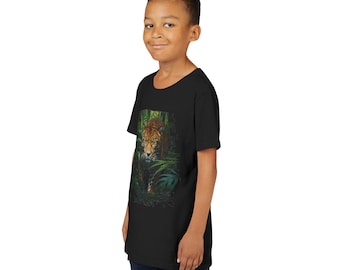 Camiseta infantil Jungle Adventure: estampado de animales salvajes, algodón ecológico