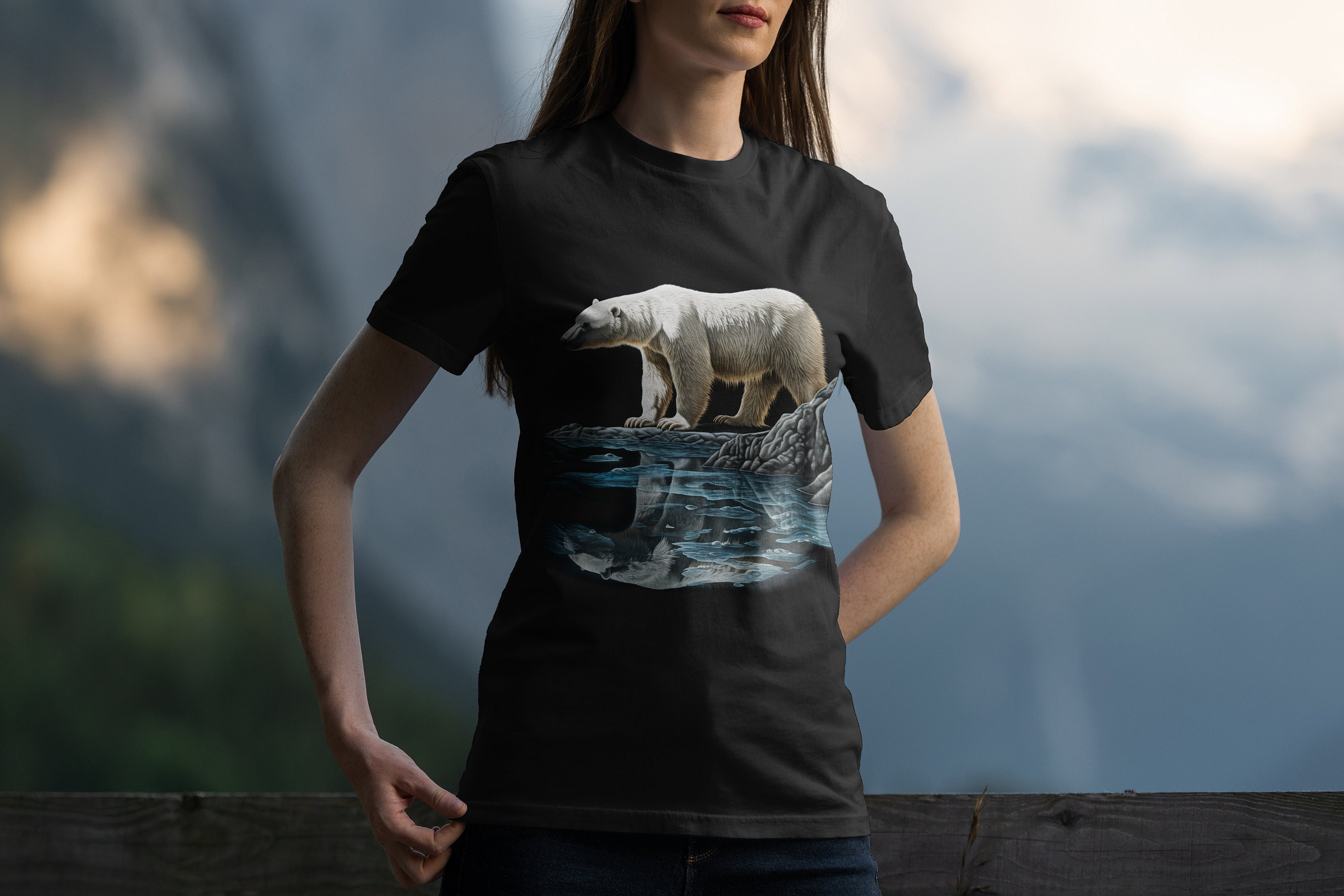 シロクマTシャツ：ヴィンテージスタイルの野生動物グラフィックTシャツ 