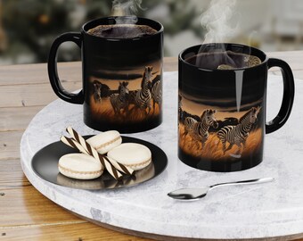 ORCA recubierto taza de café negro cebra para el regalo del amante de la cebra para el regalo del amante de la cebra para su regalo para él familia de cebra corriendo África