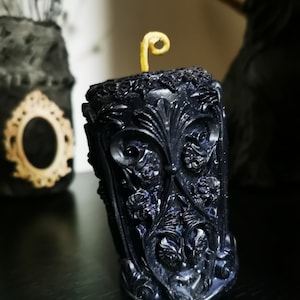 Black Pillar Candle Soy Wax Vegan Alter Witch Spell Meditation Candles Mildred Gothic Pillar Candle Gothic Home Decor Vegan Unique Candle