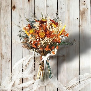 Autumn Bridal Bouquet Burnt Orange Bouquet Fall Wedding Dried Flowers Bouquet Terracotta Wedding Autumn Wedding Bouquet