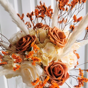Terracotta Bridal Bouquet Wedding Flowers Boutonniere Groom Memorial Pendant Rust Wedding Dried Flower Wedding Bouquet Burnt Orange Wedding