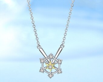 Sterling Silver Star Necklace: Cubic Zirconia Pendant, Adjustable Chain