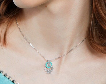 Sterling Silver Necklace with White CZ Diamonds: Adjustable Length Chain