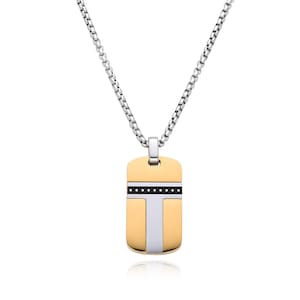 Collar de cadena de acero inoxidable para hombre, collar con letra T de oro, regalo SS para él, collar personalizado, regalo del Día del Padre
