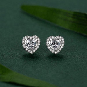Heart Studs, Dainty Heart Earrings, Heart Stud Earrings, CZ Diamond Heart Earrings, Everyday Diamond Earrings, Small Heart Earrings