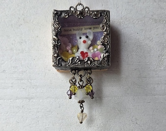 Tiny Bunny with Heart Diorama Soldered Shadow Box